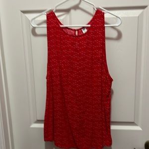 Red with white and gray tank top